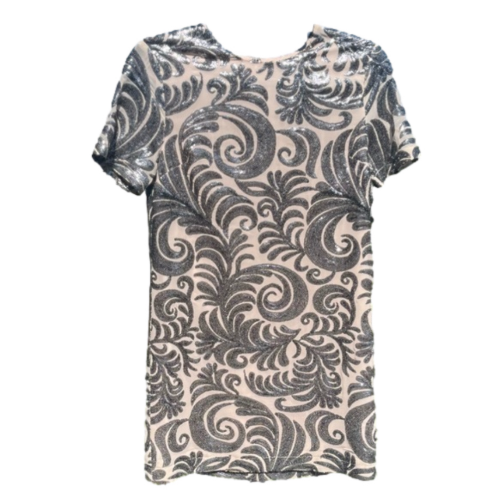 Forever 21 party mini dress silver and blush
